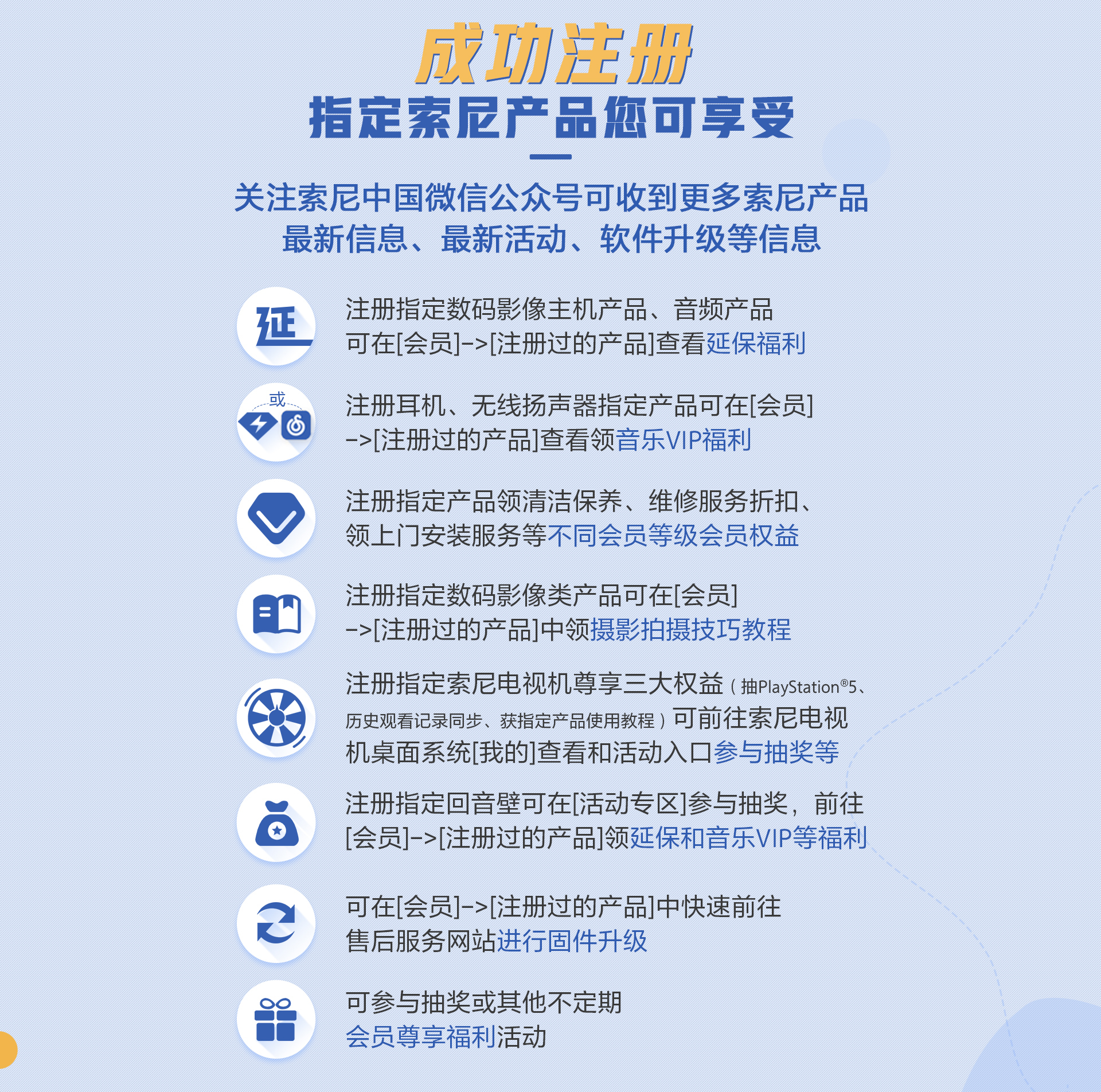 購買索尼產(chǎn)品后你注冊了嗎？